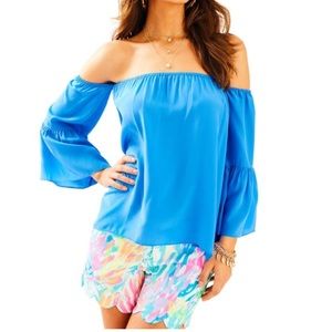 Lilly Pulitzer Sanilla Silk Off The Shoulder Top